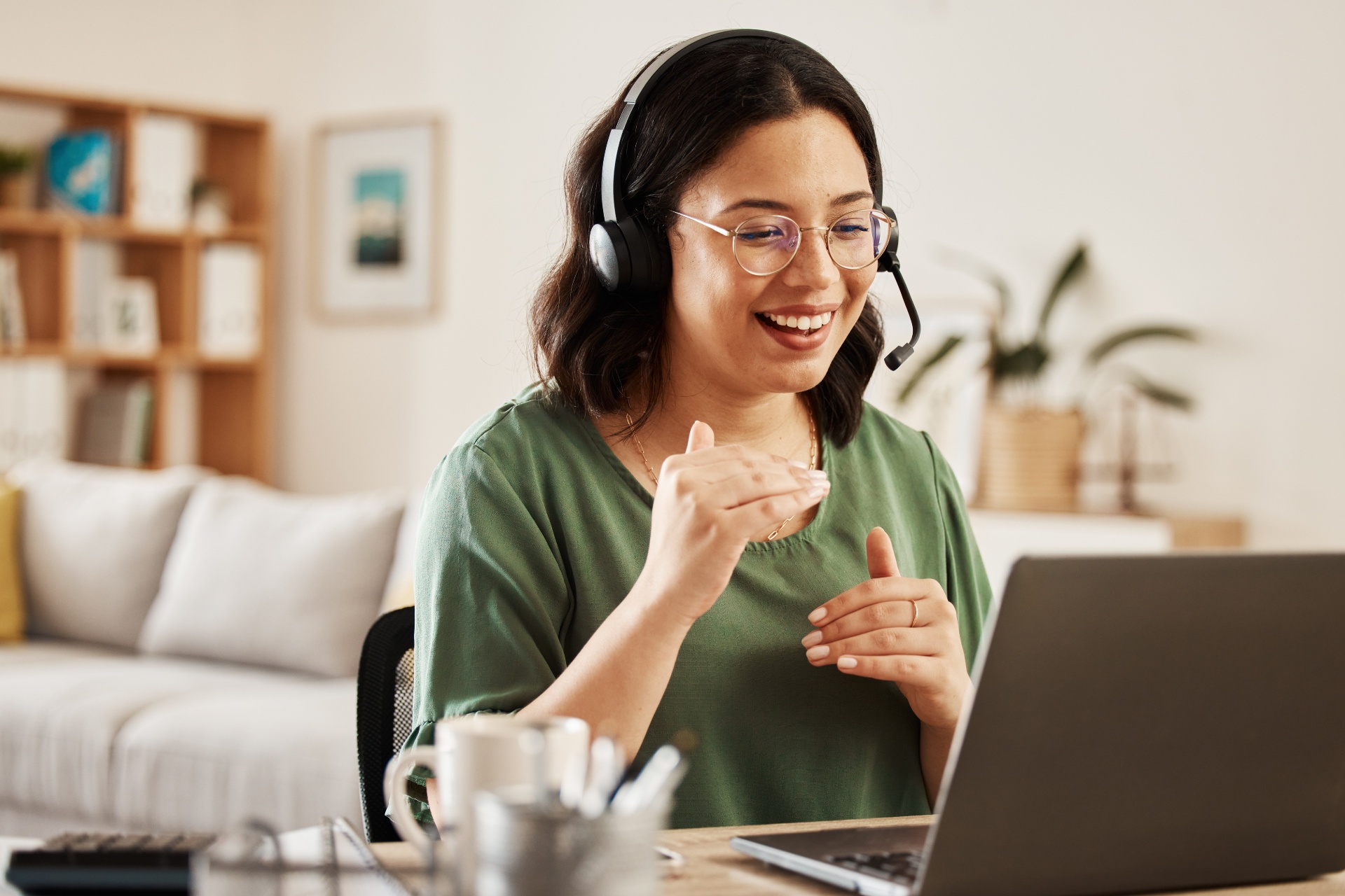 Learner smiling during an online mentorship session