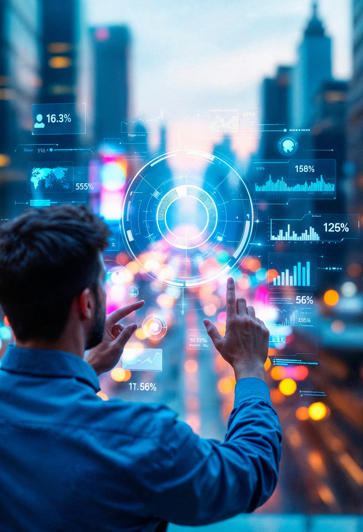 Marketer interacting with a real-time AI advertising analytics interface