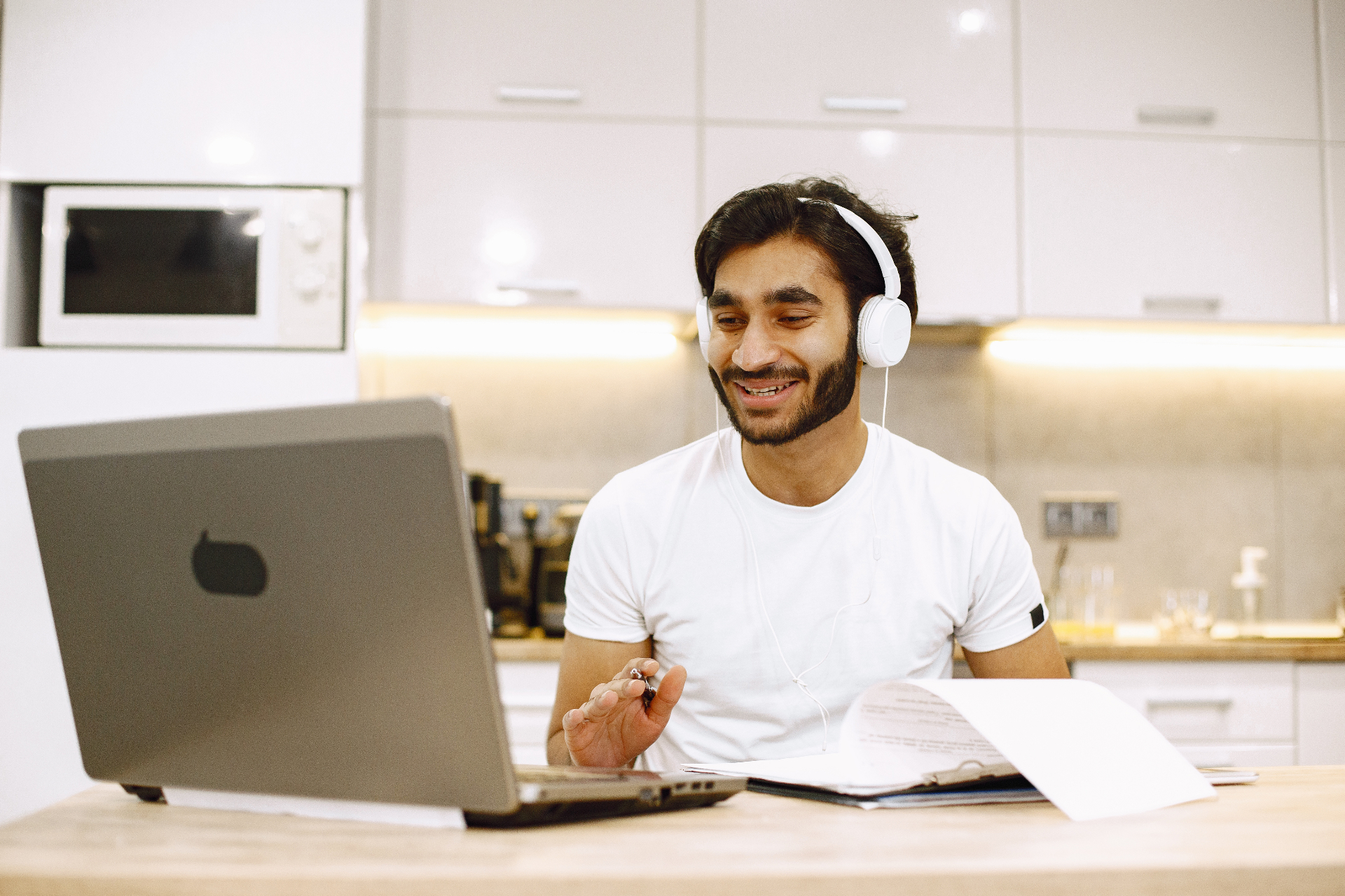 Learner smiling during an online mentorship call